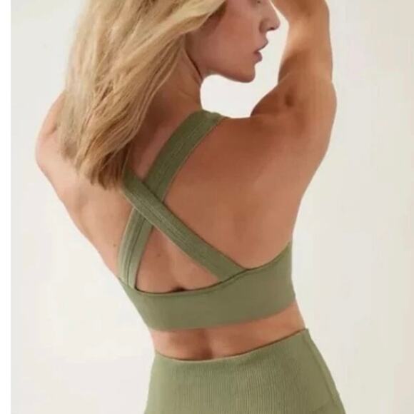 Athleta Aurora Scoop Bra D-DD-Size S Eucalyptus Olive - Picture 1 of 8